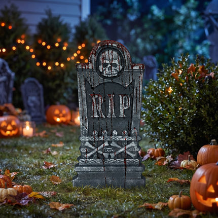 Halloween-gravsten, grå skalle, 42 cm