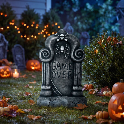 Halloween-gravsten, grå, Game Over, 42 cm