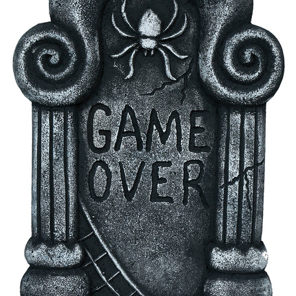 Halloween-gravsten, grå, Game Over, 42 cm