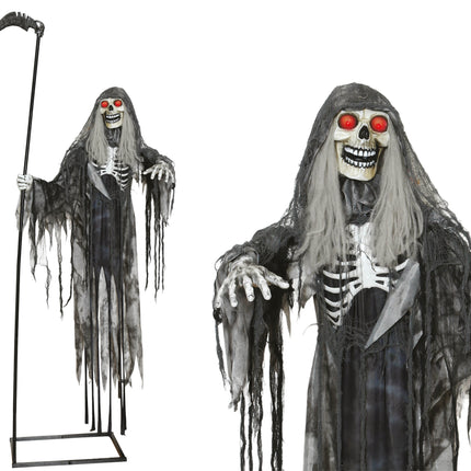 Halloween-skelett som flyger med ljus, ljud och rörelse, 2,05 m