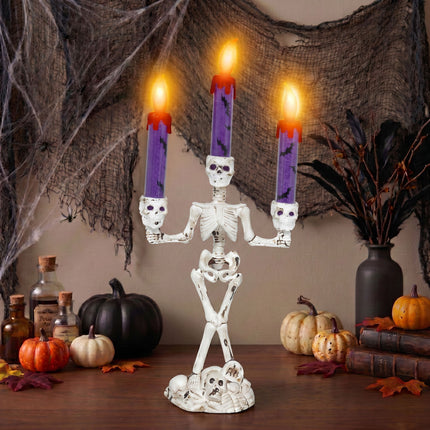 Halloween-ljusstake i form av ett skelett med belysning, 35 cm
