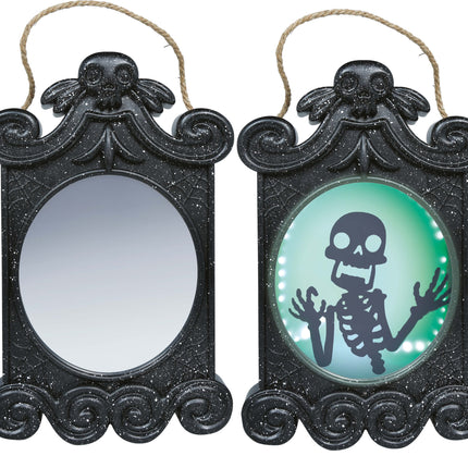 Halloween-spegel med bild, ljus och rörelse, 45 cm