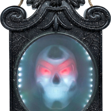 Halloween-spegel med bild, ljus och rörelse, 45 cm