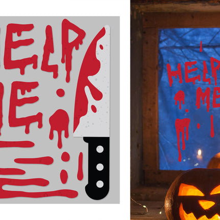 Halloween-fönsterdekoration ”Help Me” 50 cm