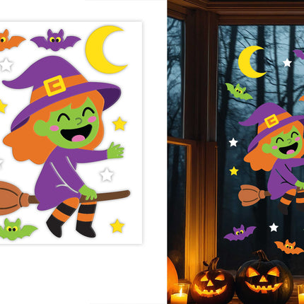 Halloween-fönsterdekoration – häxa, 50 cm