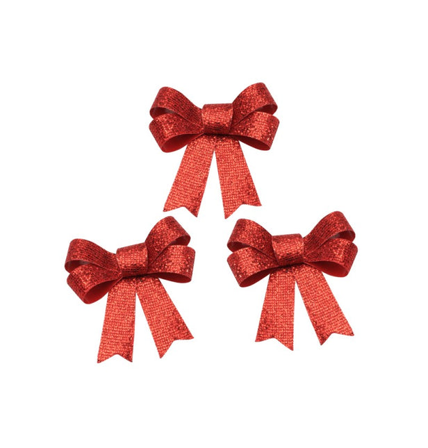 Röd rosett Glitter 12,7cm 3st