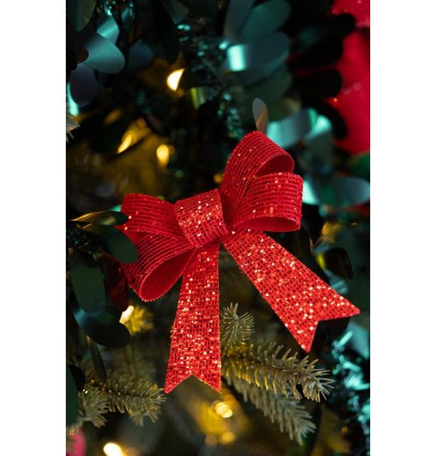 Röd rosett Glitter 12,7cm 3st