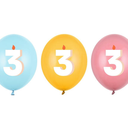 3 Jaar Ballonnen 30cm 50st van Partydeco koop je bij Partywinkel