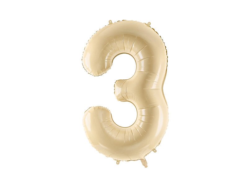 3 Jaar Cijfer Ballon Beige Leeg 72cm van Partydeco koop je bij Partywinkel