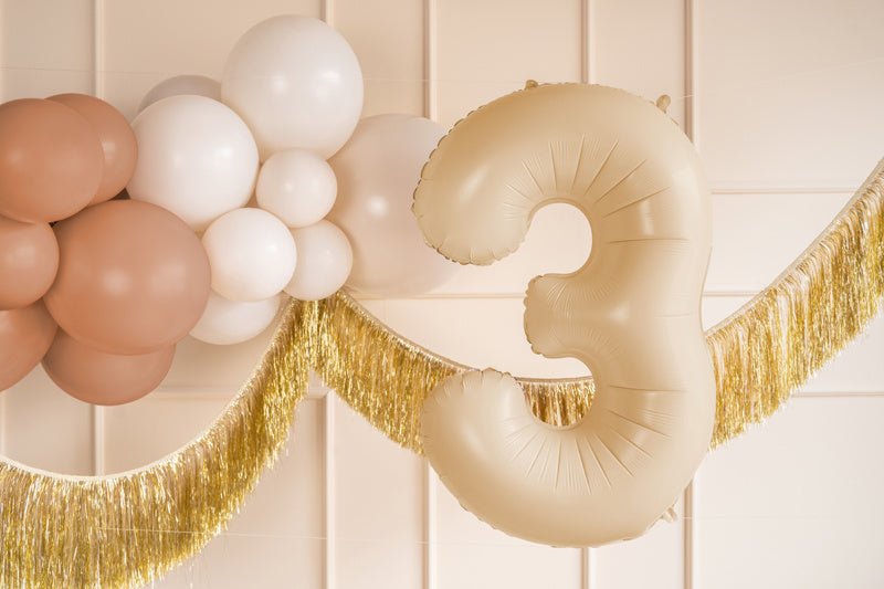 3 Jaar Cijfer Ballon Beige Leeg 72cm van Partydeco koop je bij Partywinkel