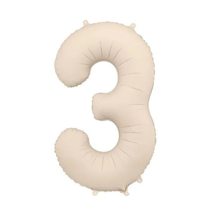 3 Jaar Cijfer Ballon Beige Mat Leeg 86cm van Partydeco koop je bij Partywinkel