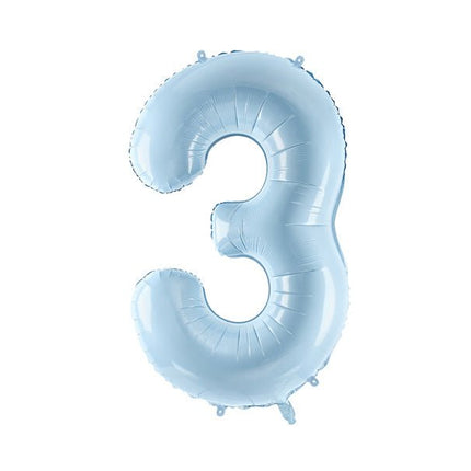 3 Jaar Cijfer Ballon Lichtblauw Leeg 72cm van Partydeco koop je bij Partywinkel