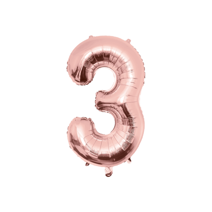 3 Jaar Cijfer Ballon Rose Goud Leeg 86cm van Paper Dreams koop je bij Partywinkel