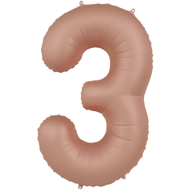 3 Jaar Cijfer Ballon Rose Goud Mat 86cm van Folat koop je bij Partywinkel