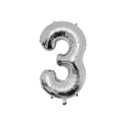3 Jaar Cijfer Ballon Zilver Leeg 86cm van Paper Dreams koop je bij Partywinkel