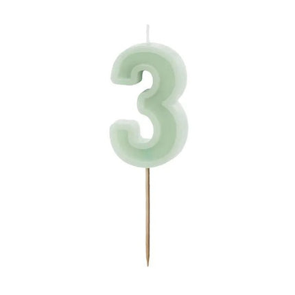 3 Jaar Kaars Mintgroen 10cm van Partydeco koop je bij Partywinkel