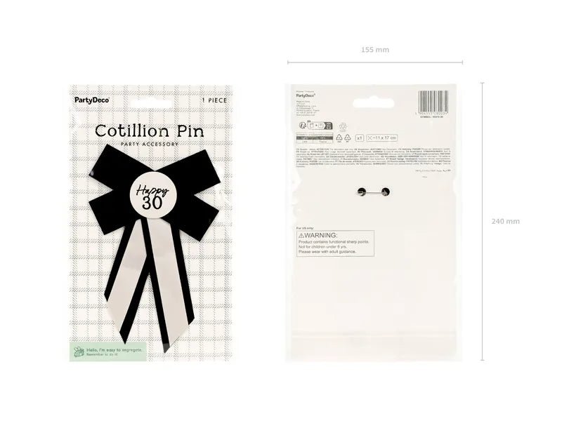 30 Jaar Button Strik 17cm van Partydeco koop je bij Partywinkel