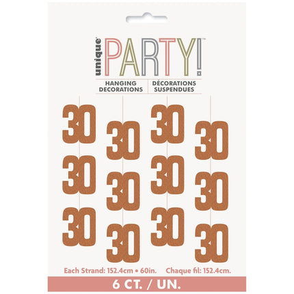 30 Jaar Hangdecoratie Rose Goud 1,52m van Unique koop je bij Partywinkel