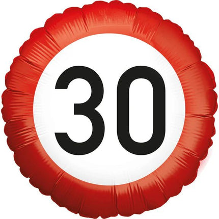 30 Jaar Helium Ballon Verkeersbord Leeg 45cm van VDV Benefit koop je bij Partywinkel
