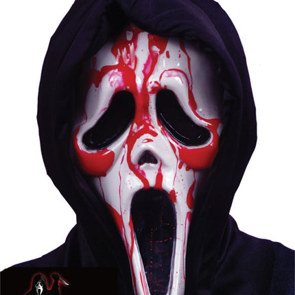 Halloween Mask Vit Röd Med Falskt Blod