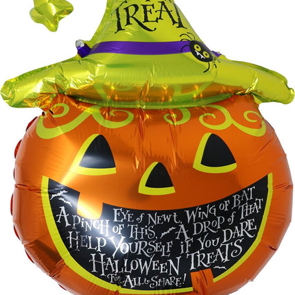 Halloween-heliumballong, grön och orange, i form av en tom pumpa, 70 cm