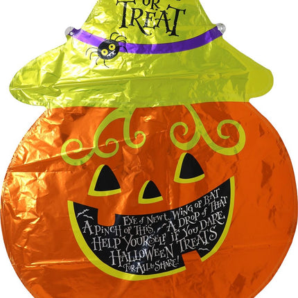Halloween-heliumballong, grön och orange, i form av en tom pumpa, 70 cm