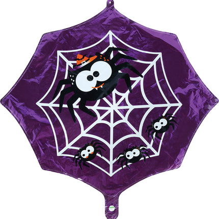 Halloween-heliumballong, lila, spindelnät, tom, 60 cm