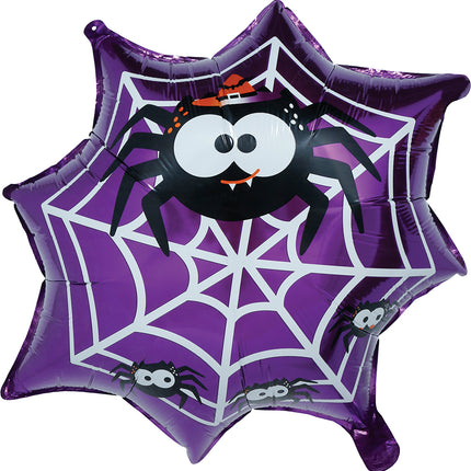 Halloween-heliumballong, lila, spindelnät, tom, 60 cm