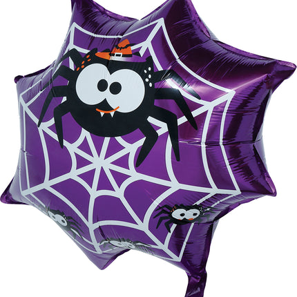 Halloween-heliumballong, lila, spindelnät, tom, 60 cm