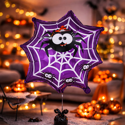 Halloween-heliumballong, lila, spindelnät, tom, 60 cm