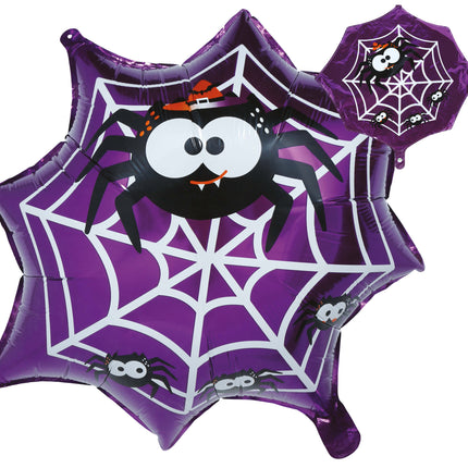 Halloween-heliumballong, lila, spindelnät, tom, 60 cm