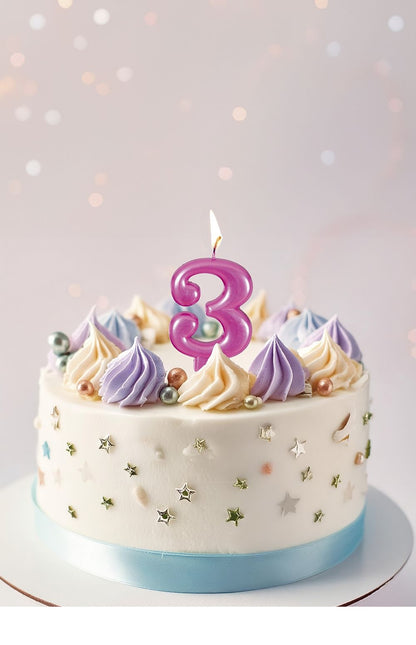 Rosa ljus 3 år metallisk 8cm