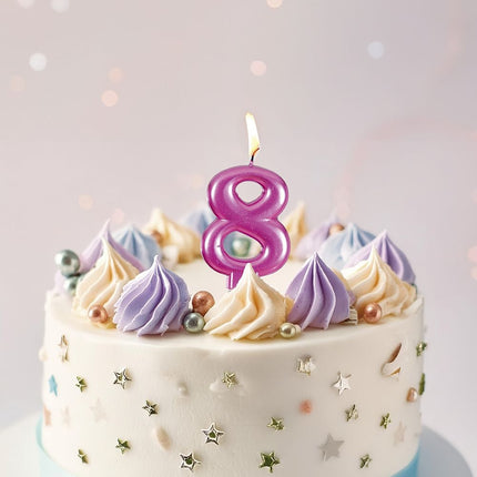 Rosa ljus 8 år metallisk 8cm