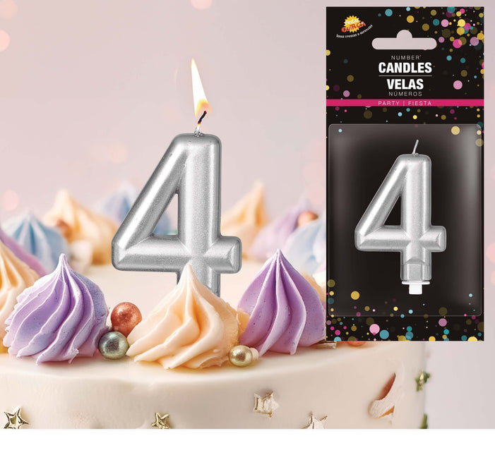 Silverljus 4 år metallisk 8 cm