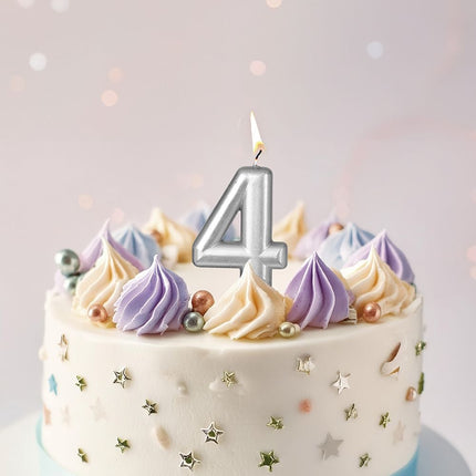 Silverljus 4 år metallisk 8 cm