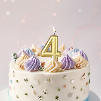 Guldljus 4 år metallisk 8 cm