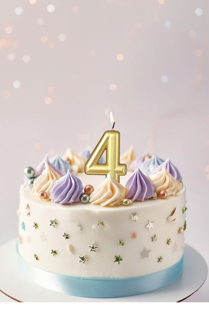 Guldljus 4 år metallisk 8 cm