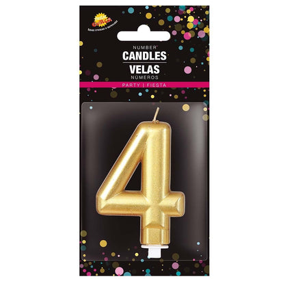 Guldljus 4 år metallisk 8 cm