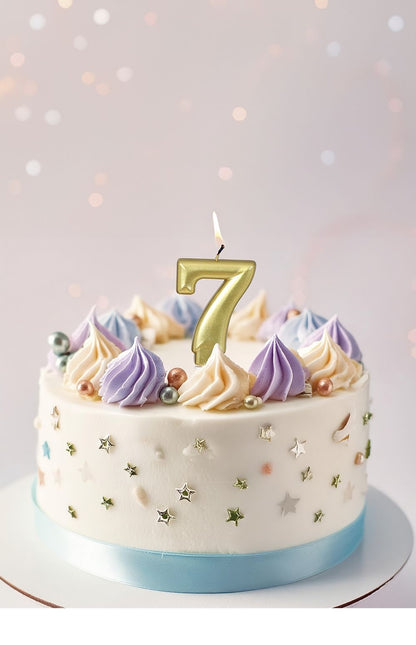 Guldljus 7 år metallisk 8 cm