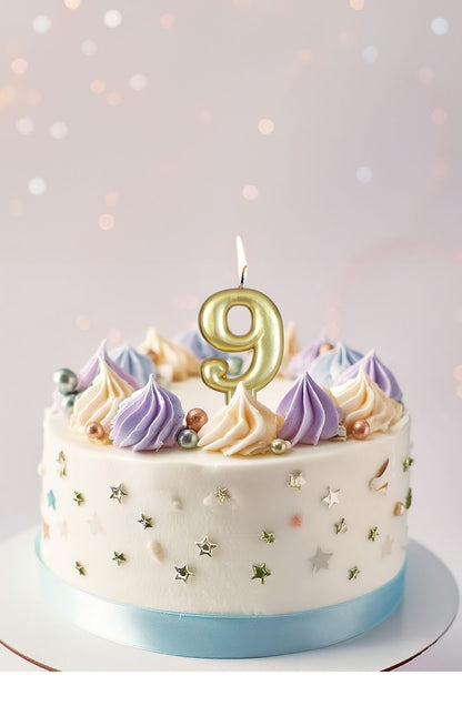 Guldljus 9 år metallisk 8cm