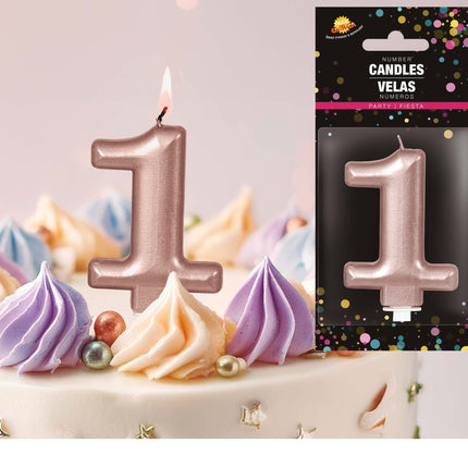 Roséguldljus 1 år 8cm