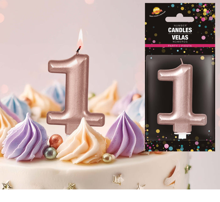 Roséguldljus 1 år 8cm