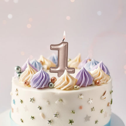 Roséguldljus 1 år 8cm