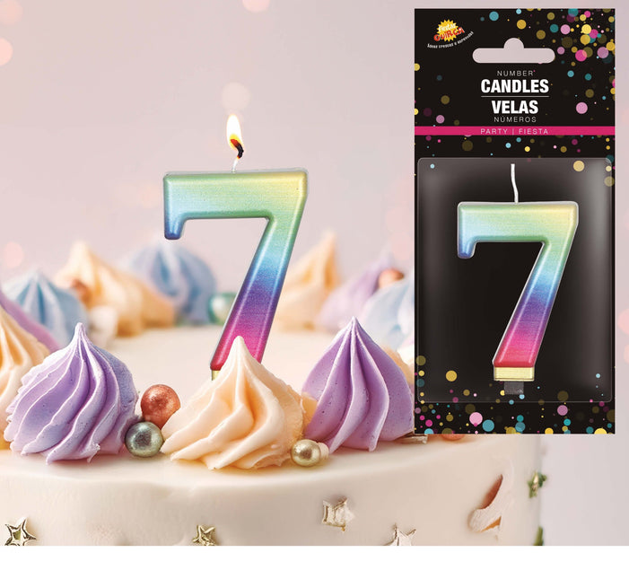 Regnbågsljus 7 år metallisk 8cm