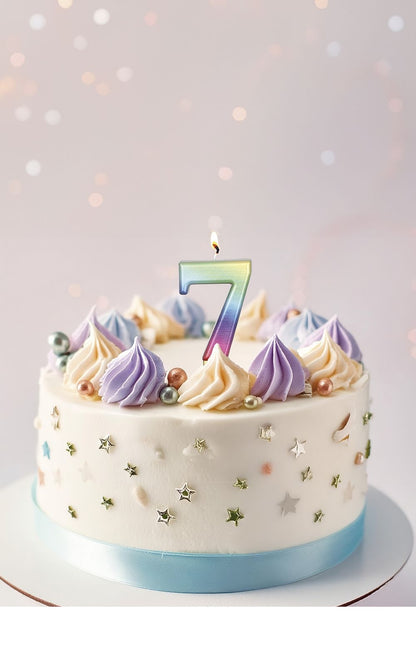 Regnbågsljus 7 år metallisk 8cm