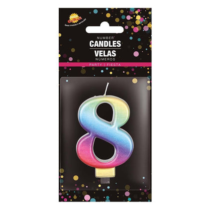 Regnbågsljus 8 år metallisk 8cm