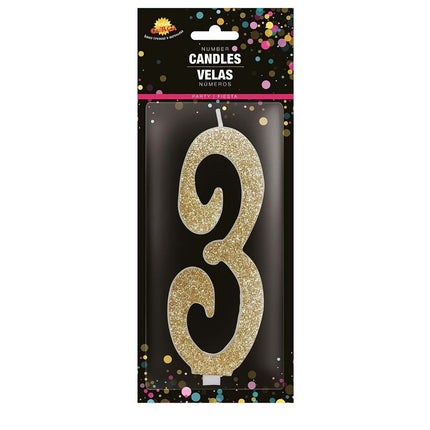 Guldljus 3 år Glitter 12,5cm