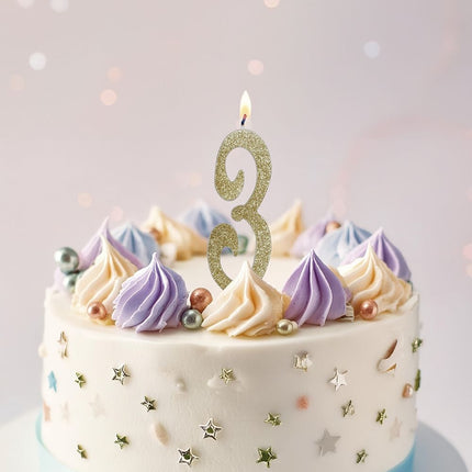 Guldljus 3 år Glitter 12,5cm