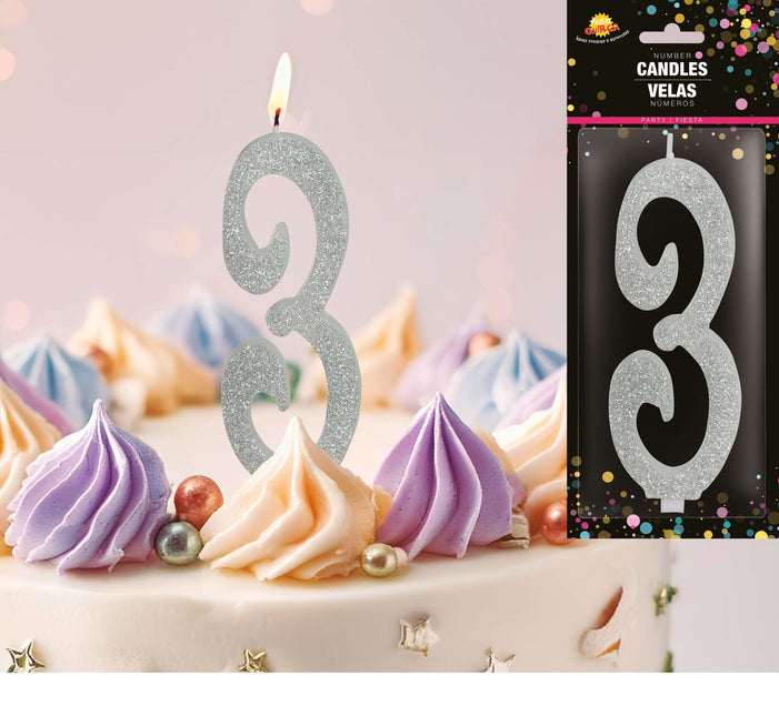 Silverljus 3 år Glitter 12,5cm