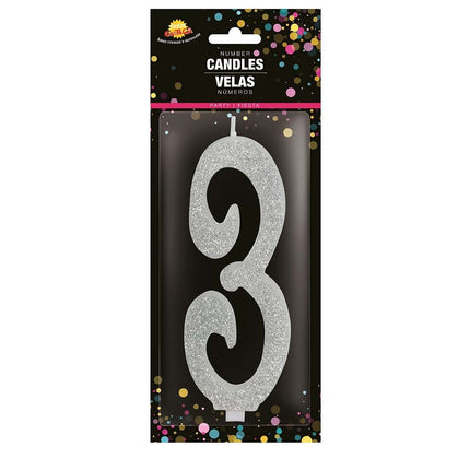 Silverljus 3 år Glitter 12,5cm